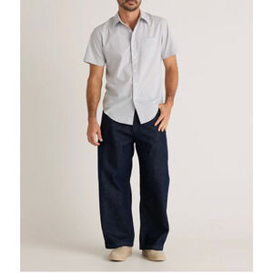 Quince Mens Cotton Stretch Poplin Short Sleeve Shirt Light Grey M